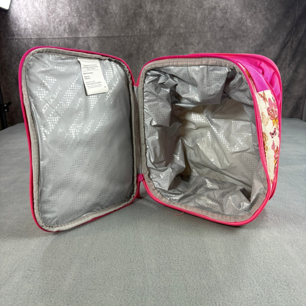 Arctic Zone Butterfly Print Expandable Insulated Lunch Bag Pink Recycled Fabric - Picture 9 of 10